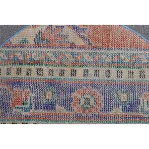 Tapis turc vintage 2,4x1,4 pieds, tapis camouflage bleu - Product Image 4