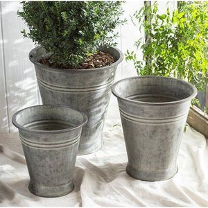 Maceta de contenedor galvanizado de estilo rústico para jardinería de patio trasero al aire libre o decoración de balcón con encanto atractivo - Product Image 1