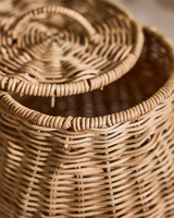 Grand panier de rangement en rotin pour pommes de terre avec couvercle Récipient tissé naturel pour cuisine ou garde-manger Boîte de rangement