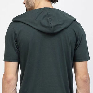 Camiseta con capucha personalizada para hombre, venta al por mayor de algodón, ropa de gimnasio elegante transpirable, top de moda ligero con impresión de logotipo - Product Image 3