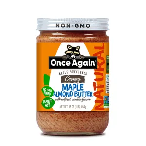 Premium Quality Almond Butter with Maple Vanilla Packed into 16oz Jar Case of 6 Gluten Free Vegan Kosher