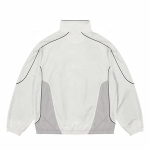 Unisex <b>Black</b> Formal Waterproof <b>Windbreaker</b> Jacket Stand Collar Zipper Breathable Polyester Loose Fit Front Logo Long Autumn Wear - Product Image 4