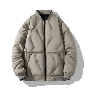 Chaqueta de béisbol de poliéster unisex para invierno, abrigo informal con cremallera, abrigo universitario con logotipo personalizado, ropa de abrigo cálida sin cuello - Product Image 2