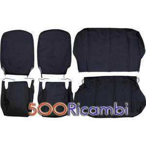 Fundas de Asiento de Cuero Liscio Negro Completas para Automóviles, Kit de Tapicería Fiat 500 R - Product Image 1
