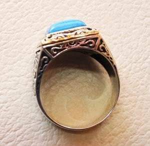 Wholesale <b>Mens</b> <b>Ring</b> Natural Turquoise Gemstone December Birthstone Father's Day Ottoman <b>Ring</b> Jewelry 925 Sterling <b>Silver</b> <b>Ring</b> - Product Image 3