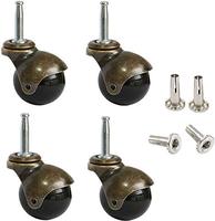 AAGUT Ensemble de 4 roulettes à billes de 2 po (8x38mm) avec douilles métalliques, roues en polyuréthane PP, charge >90kg, style vintage antique
