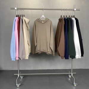 High Quality Cotton Oversize Hoodie <b>Thick</b> <b>Fleece</b> Drop Shoulder Plain Blank Custom Cotton Embroidery logo Men Hoodies - Product Image 2