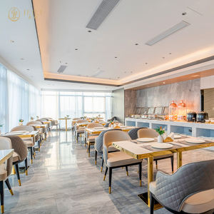 JEILI - Juego de Muebles de Restaurante Rústicos de Lujo Comercial, Silla de Cuero Acolchada Moderna con Borde Dorado, Mesa para Proyectos Hoteleros - Product Image 2