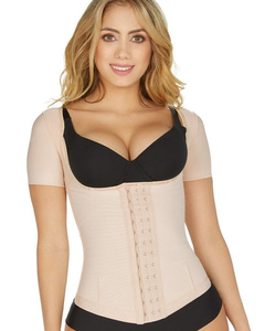 Grande taille Abdominal Fitness Corset fermeture éclair manches courtes taille soutien poitrine Shapewear femmes sport survêtement - Product Image 1