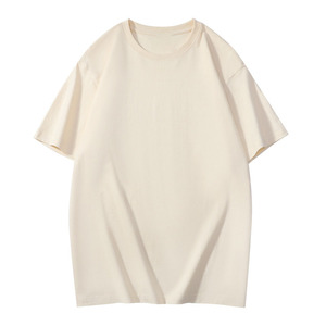 OEM personnalisé 200g 21s pur coton T-shirt chemise culturelle col rond manches courtes couleur unie goutte épaule demi manche - Product Image 4