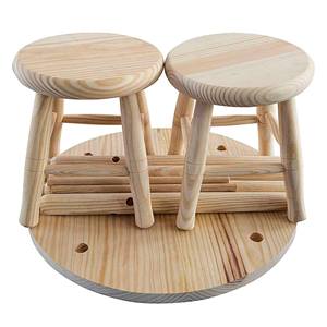 WELL HOME Ensemble de meubles pour enfants en bois de pin rond, table et 2 tabourets pour enfants - Product Image 3