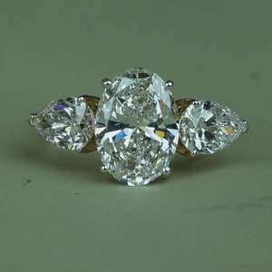 Premium 5.50Ct Lab Grown Diamond Ring Ovale Et Poire Coupe VS1 IGI SGL Certifié Or Rose Or Argent Fiançailles Bijoux De Mariage - Product Image 5