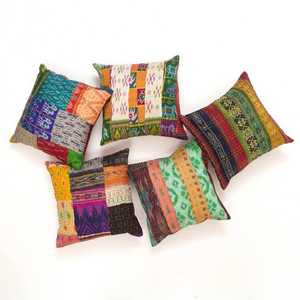 Indian Handmade Decorative <b>Pillow</b> for Couch Hand Stitching Living Room Indian Vintage Bohemian Patchwork Cushion Cover - Product Image 4