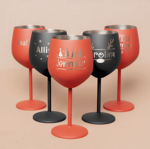 Verres à vin Divris en acier inoxydable rouge 300 ml, écologiques, réutilisables, design minimaliste, gobelets ronds incassables - Product Image 5