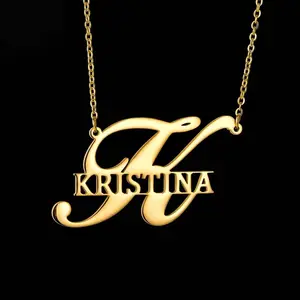 Personalized Cuban Chain Big First Letter Name Necklaces Jewelry Customized Nameplate Choker Necklace Women Men Party Gifs
