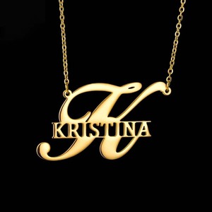 Chaîne cubaine personnalisée grande première lettre nom colliers bijoux plaque signalétique personnalisée collier ras du cou femmes hommes fête Gifs - Product Image 1