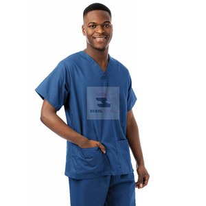 Tops de enfermería elásticos de manga corta Unisex, ropa médica de tela tejida ecológica de alta calidad, logotipo personalizado para hospitales de hombres - Product Image 6