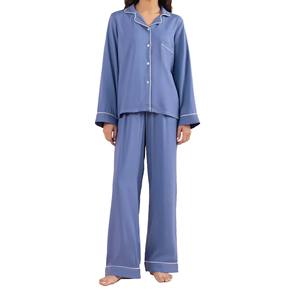 Ensemble de pyjama pour femmes en gros 2026, respirant, doux, élastique à la taille, uni, vêtements de nuit sexy à col en V - Product Image 1