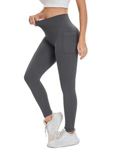 Pantalones de yoga sin costuras de cintura alta para mujer, cintura elástica, mallas deportivas de Color sólido, bolsillo, estilo informal, ropa deportiva transfronteriza - Product Image 5