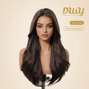 Alissa C-DWY Natural <b>Brown</b> MINI LACE Part Glueless Synthetic <b>Wig</b> Long Lace Front Comfortable and Fashionable - Product Image 1