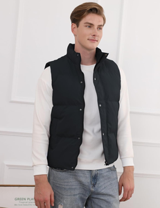 Nouvel arrivage de veste d'hiver sans manches brillante et bouffante avec logo personnalisé imperméable à l'eau et à bulles brillantes gilets pour hommes avec capuche - Product Image 2