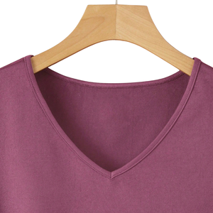 Camiseta de Manga Corta con Cuello en V para Mujer, Transpirable, Informal, Verano, Detalle de Nudo Lateral, Suave, Ligera, Cómoda para Uso Diario - Product Image 5