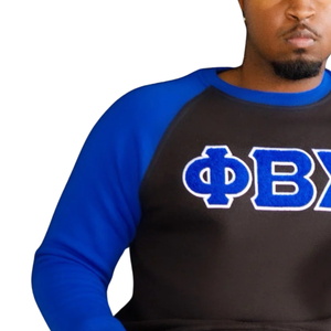 Sudadera bordada de chenilla azul negro Phi Beta Sigma, manga raglán de algodón de primera calidad, ropa de fraternidad griega, ropa para hombre - Product Image 3