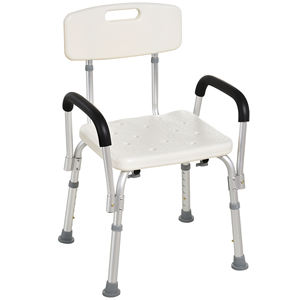 HOMCOM Asiento de ducha con respaldo y reposabrazos Asiento de bañera, silla de altura ajustable - Product Image 1