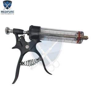 Multidose <b>Veterinary</b> <b>Syringe</b> Gun Metal Construction Adjustable Dosage 30ml 50ml Animal Injection Equipment for Farms - Product Image 1