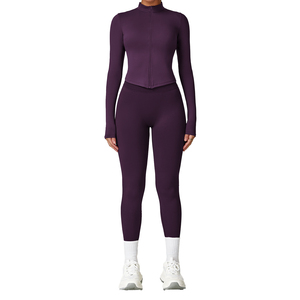 Ensemble de leggings de yoga et de vestes de sport pour femmes, de haute qualité, doux comme du beurre, populaires, à manches longues, pour l'entraînement en salle de sport - Product Image 1