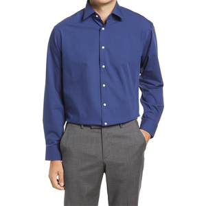 Camicia Nordstrom Tech-Smart Classic Fit in Popeline Elasticizzato Blu Navy Taglia 16-34 Antipiega Stile Formale per la Primavera - Product Image 1