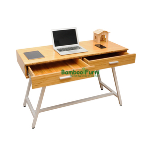 BB002a <b>Simple</b> Design Office <b>Desk</b> with Bookshelf Durable Laminated Bamboo Wood 120x60x75 (cm) with Storage Feature - Product Image 1