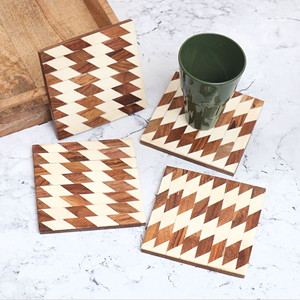 Sous-verres en bois d'acacia et de mangue écologiques modernes avec des surfaces en grain organique, taille personnalisée, décoration de salle à manger vintage, lots en gros - Product Image 6