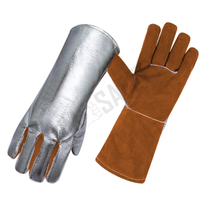 Guante de Soldadura de Piel de Vaca Resistente a Altas Temperaturas, Aluminizado, Especial para Soldador, Anti-Escaldaduras - Product Image 2