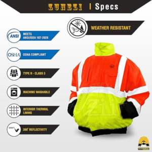 Veste de travail en molleton de coton haute visibilité, conforme aux normes ANSI Classe 1 et EN ISO 20471 Classe 2, respirante, réfléchissante, avec éclairage LED de sécurité - Product Image 3