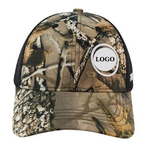 หมวกกอล์ฟคนขับรถบรรทุกออกแบบได้เองใหม่ป้องกันแสงแดด UPF 100% โพลีเอสเตอร์ลายพรางปักโลโก้ฝาหลังพลาสติก - Product Image 1