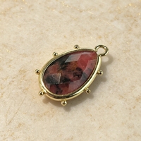 Liontin Batu Permata Alami Berbentuk Tetesan Air Mata Berlapis Emas 18K dengan Manik-Manik Vintage untuk Pembuatan Perhiasan SEKIM JEWELRY P2D1049