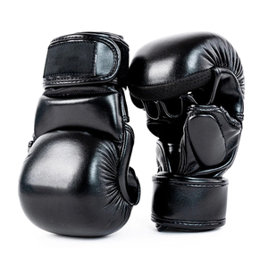 Gants de MMA personnalisés de haute qualité en cuir noir pour le grappling et la boxe, vente en gros - Product Image 2