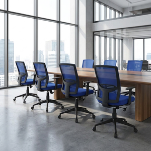 New Orleans Blue Mesh Task Office <b>Chair</b> Adjustable Height Foam Fabric Material for Living Room Iron Steel Plastic Aluminum PU - Product Image 2