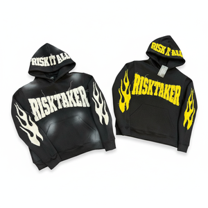 เสื้อฮู้ดดี้ฟอกสีซีดแบบกำหนดเอง ปักลายแบบดิสเทรส  ผ้าฝ้ายฟลีซ 100% แบบสั่งทำพิเศษ ทรงโอเวอร์ไซส์ มีฮู้ดขนเฟอร์ สำหรับผู้ชายและผู้หญิง - Product Image 1