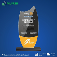 Trophée en acrylique Wave Crest - Finition cristal poli élégante et durable, impression typographique gravée, récompense pour entreprise, sport, académie