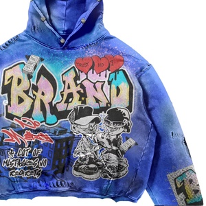 2025 haute qualité Vintage hiver vêtements complet imprimé Anime Streetwear coupe-vent marque personnalisée unisexe à capuche large survêtement ensemble - Product Image 2