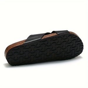 Custom Logo Men's Crossed Strap Cork <strong>Slides</strong> With PU Leather Uppers Open Toe Slip on <strong>Comfy</strong> Summer Beach <strong>Slides</strong> Slippers - Product Image 5