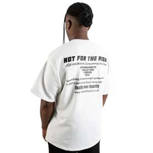 Camiseta Blanca Extra Grande para Hombre, 280GSM, Algodón Orgánico, Hombros Caídos, Estilo Urbano, con Estampado Grande en la Espalda - Product Image 4