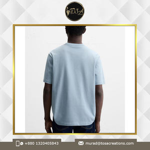 Camiseta con cuello redondo para hombre, logotipo personalizado, alta calidad, 100% algodón, peso pesado, antiarrugas, manga corta, ajuste Regular, mayorista - Product Image 3