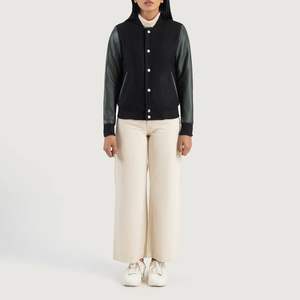 Veste universitaire hybride verte et noire personnalisée Fabrication professionnelle de haute qualité avec position du logo avant du service OEM - Product Image 3