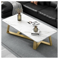 Mobilier moderne haut de gamme et luxueux pour le salon métal doré marbre blanc forme ronde centre latéral tables basses pour la maison hôtels
