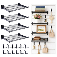 Étagères murales JH-Mech, 4 pièces, 24 x 16,5 pouces, avec 12 crochets, accessoires universels pour étagères murales, pour la vente au détail, garage, étagère en fil d'acier