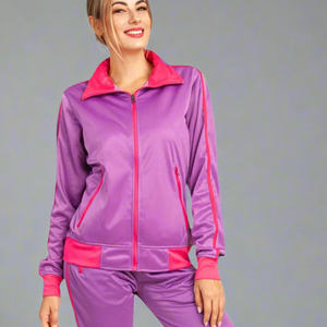 Chándal de 2 piezas personalizado de calidad superior morado OEM para mujer, conjunto a juego de 2 piezas de longitud completa para mujer y conjunto de chándal para mujer - Product Image 4