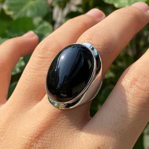 925 Sterling Silver Black Onyx Gemstone Women's <b>Ring</b> Handmade <b>Crystal</b> Bezel Setting Classic for Daily Wear Engagement Gift - Product Image 6